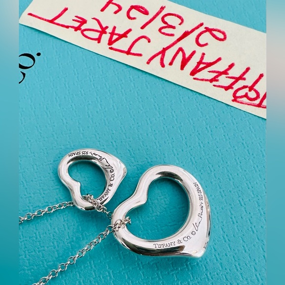 T&Co Elsa Peretti Open Heart Necklace (16mm & 11mm hearts on 16” chain) - Picture 2 of 4